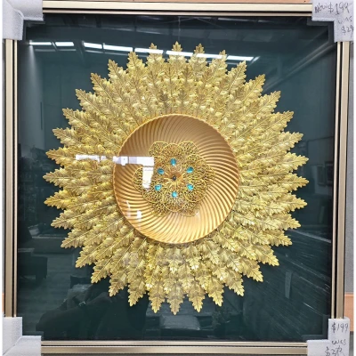 Regal Harmony in Gold – Decorative Leaf Burst Wall Art